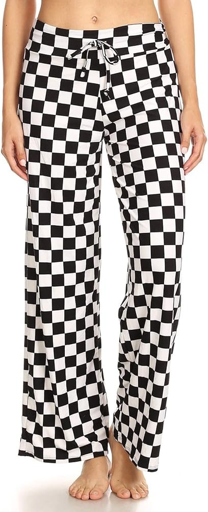 Leggings Depot Womens Casual Comfy Long Pajama Lounge Apparel Pants-S534, B&w Checkered, X-Large ... | Amazon (US)