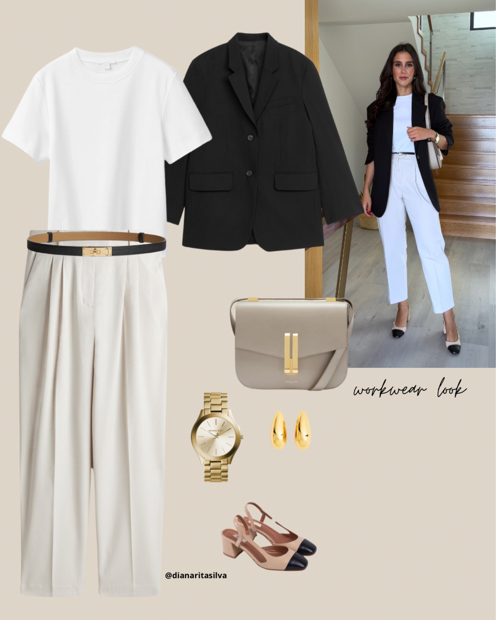 Workwear look! 🍂 

arket blazer, black blazer, Demellier bag, taupe bag, workwear bag, H&M trousers, the best trousers, workwear trousers, tailored trousers, ankle lenght trousers, white tshirt, slingbacks, Watch 

#LTKWorkwear #LTKSeasonal #LTKStyleTip