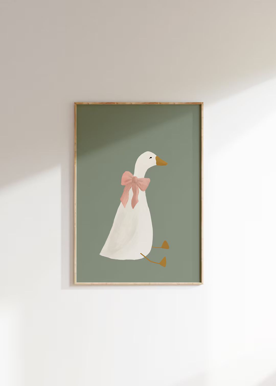 Silly Goose Wall Art Cute Goose Poster Sage Green Nursery Decor Farm Animal Printable Pink Coquet... | Etsy (US)