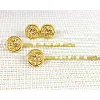 Bridesmaid Gifts  Gold Druzy Bridesmaids Jewelry Set  Gold Druzy Bobby Pins  Gold Druzy Earrings  Gold Druzy Bridesmaids Hair Pins | Etsy (US)
