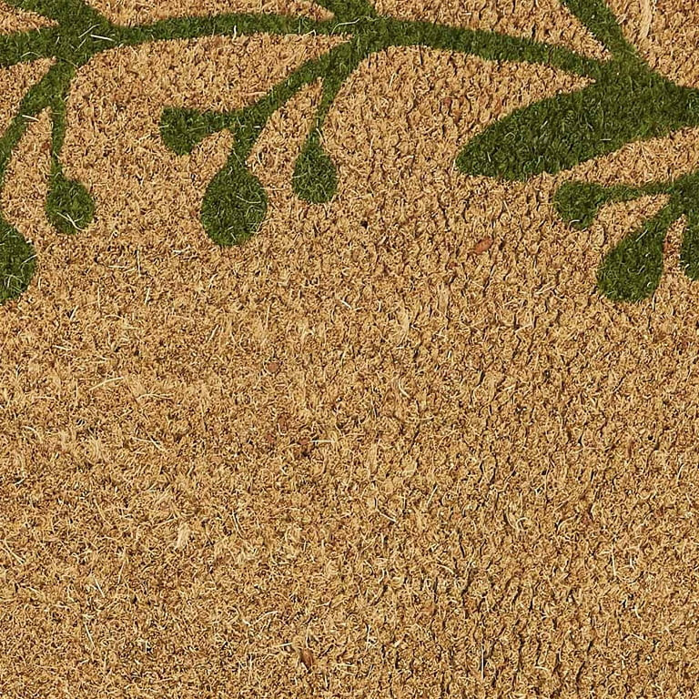 My Texas House Green/Natural Berry Leaf Vine Half Circle Outdoor Coir Doormat, 18" x 30" | Walmart (US)