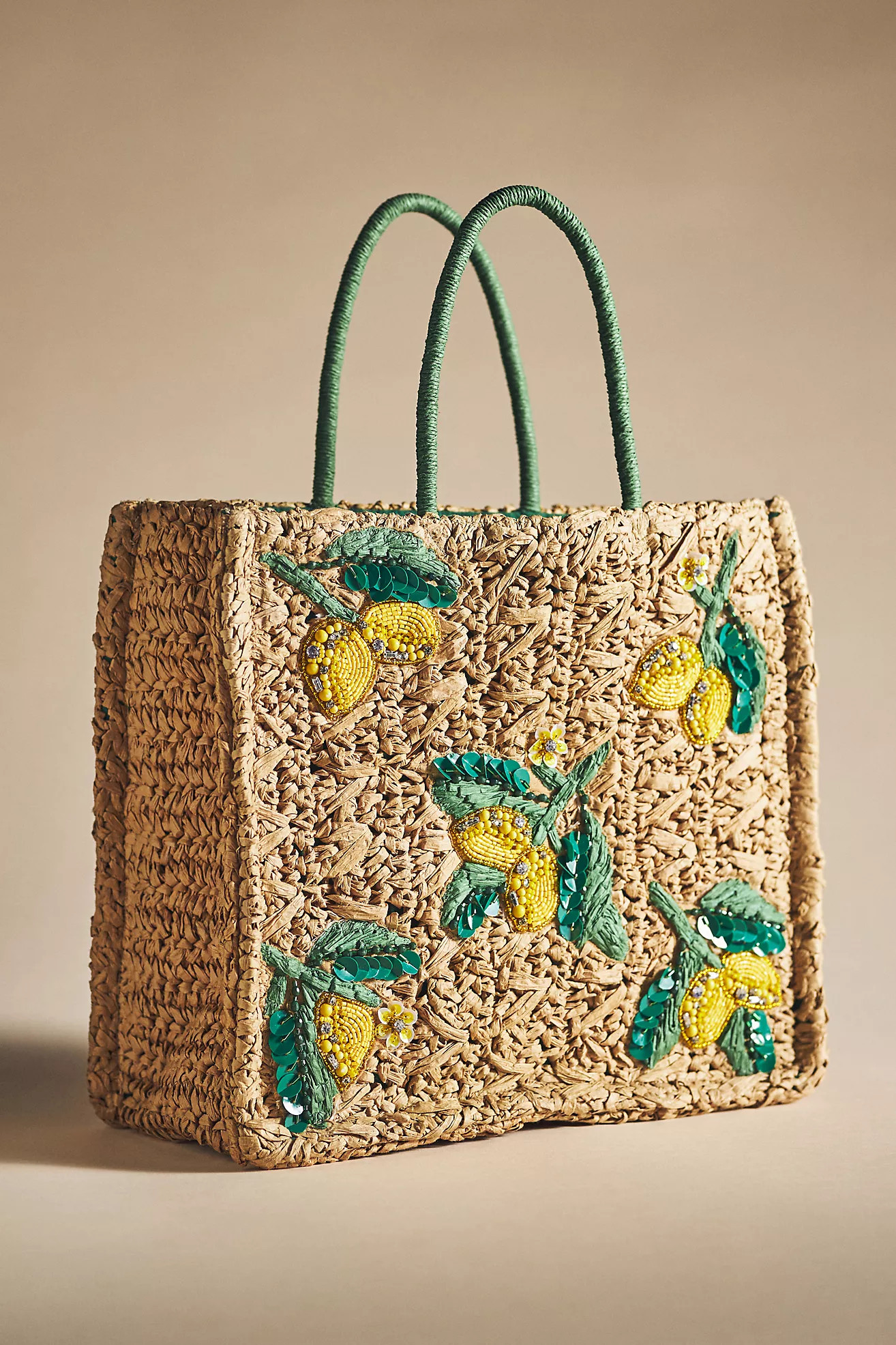 Lemon Raffia Tote | Anthropologie (US)