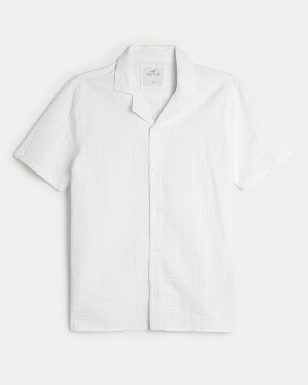 Short-Sleeve Button-Through Seersucker Shirt | Hollister (US)