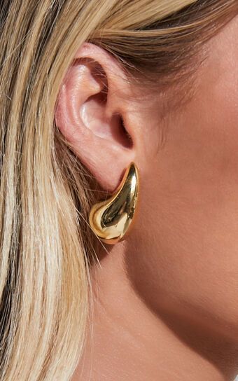 Renner Earrings - Teardrop Statement Earrings in Gold | Showpo (US, UK & Europe)