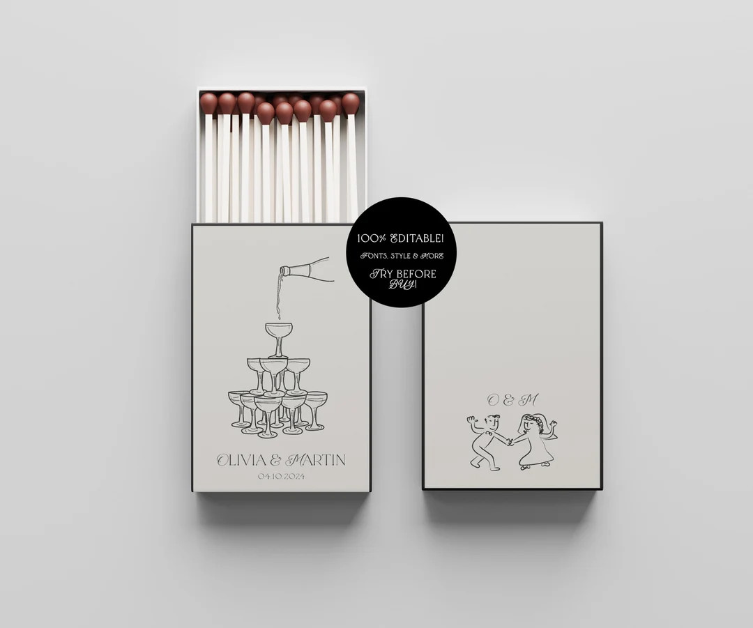 Matchbox Wedding Favors, Wedding Matches Favor Labels, Old Money Wedding Decor, Gift for Guests W... | Etsy (US)