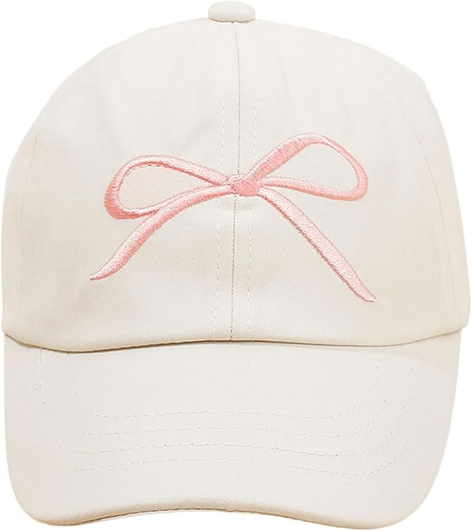 Kids Baseball Hat Visor, Bow Tie Baseball Cap, Little Girls High Ponytail Sun Hat, Embroidered Be... | Amazon (US)