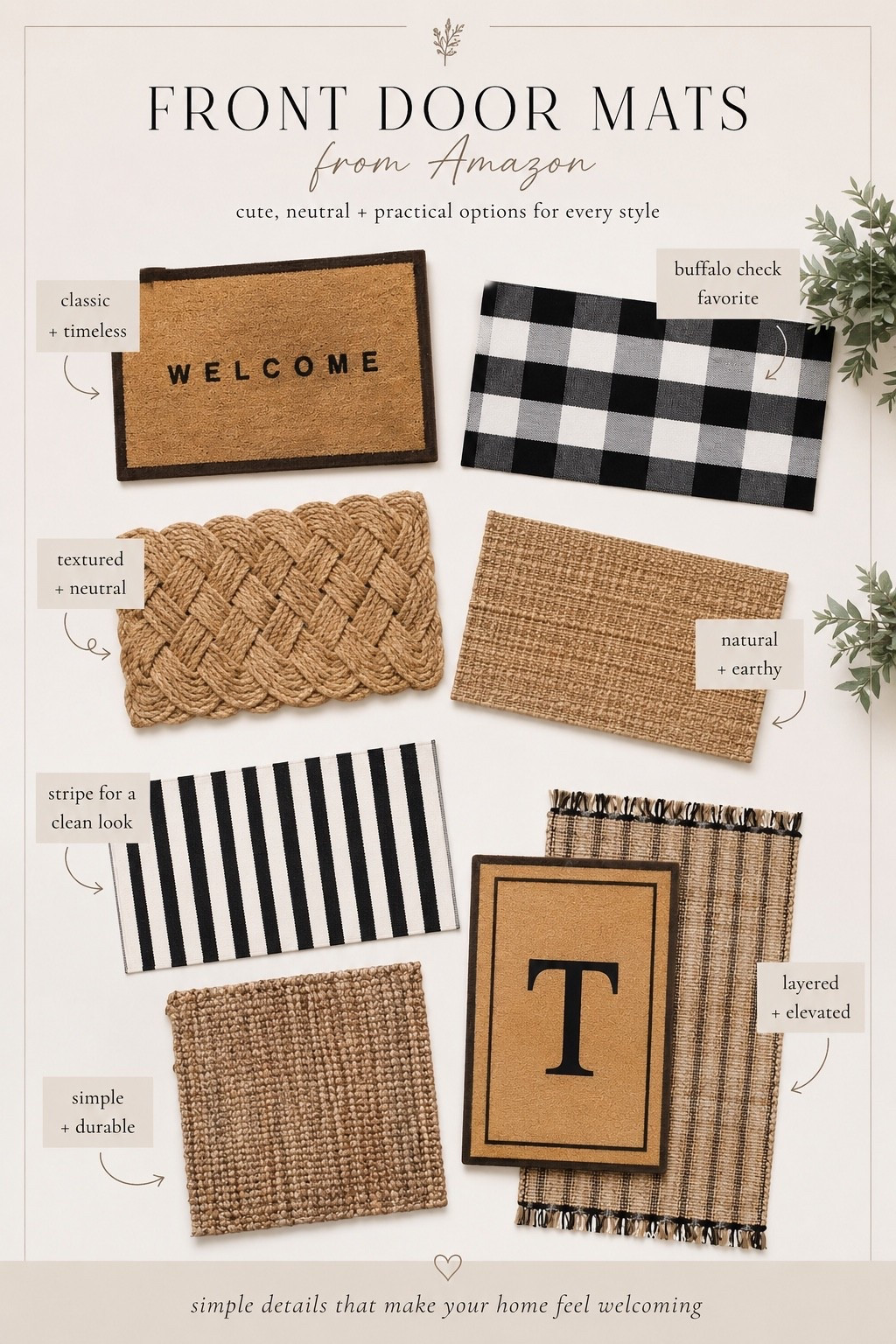 neutral front door mats are one of the easiest ways to make your entry feel more pulled together 🤍

i rounded up some affordable amazon options that look cozy, elevated, and timeless without spending a fortune. i especially love layering mats for that warm welcoming look ✨

if you love simple upgrades like this, i share ideas like this all the time.

#LTKHome #AmazonHome #FrontDoorMat #NeutralPatio #EntrywayDecor #Mats #Porch #Patio