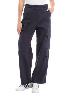 MOON RIVER Women's Buckle Cargo Pants, Navy Blue, XS | Belk