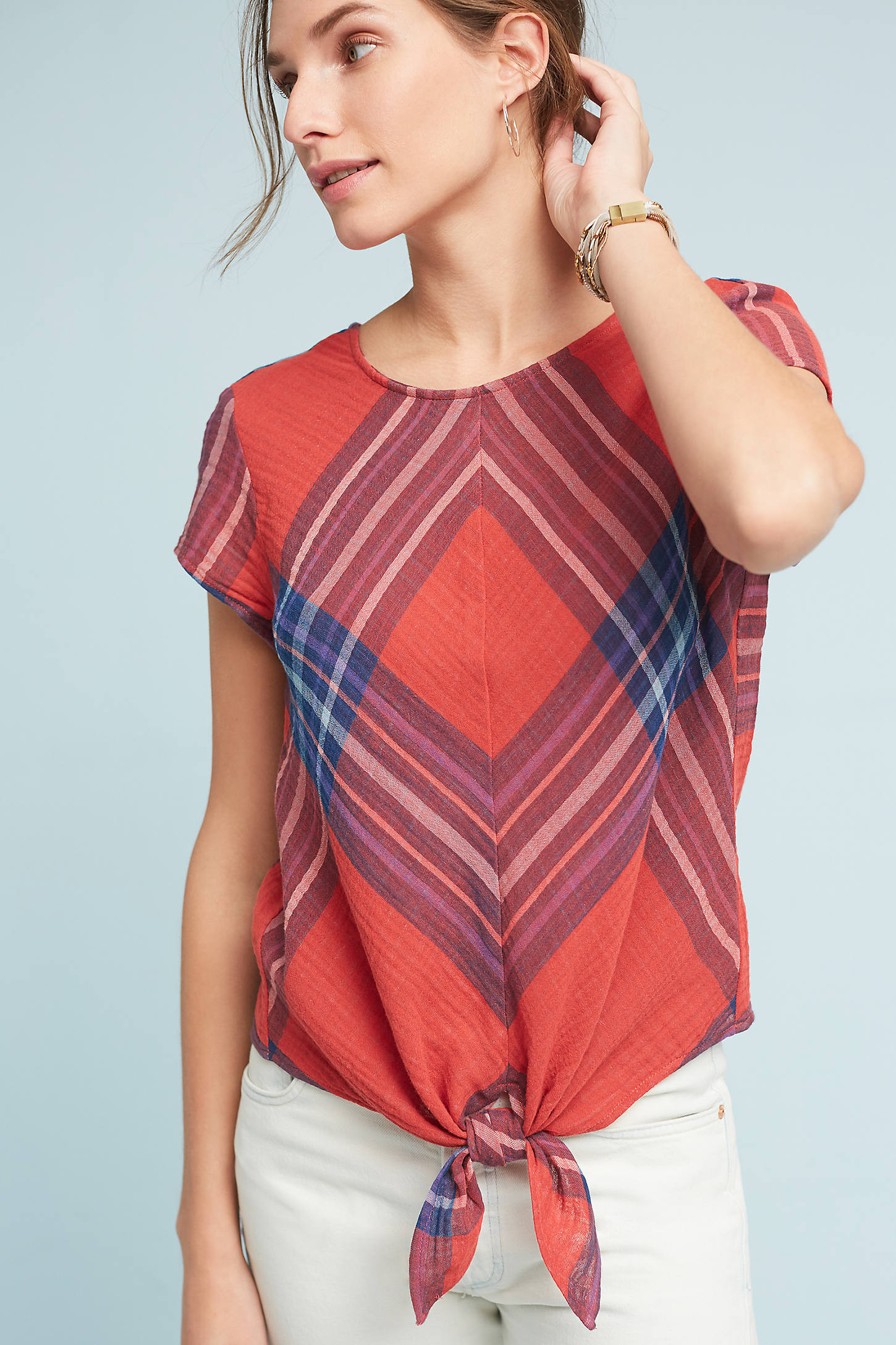 Plaid Tie-Front Blouse | Anthropologie (US)