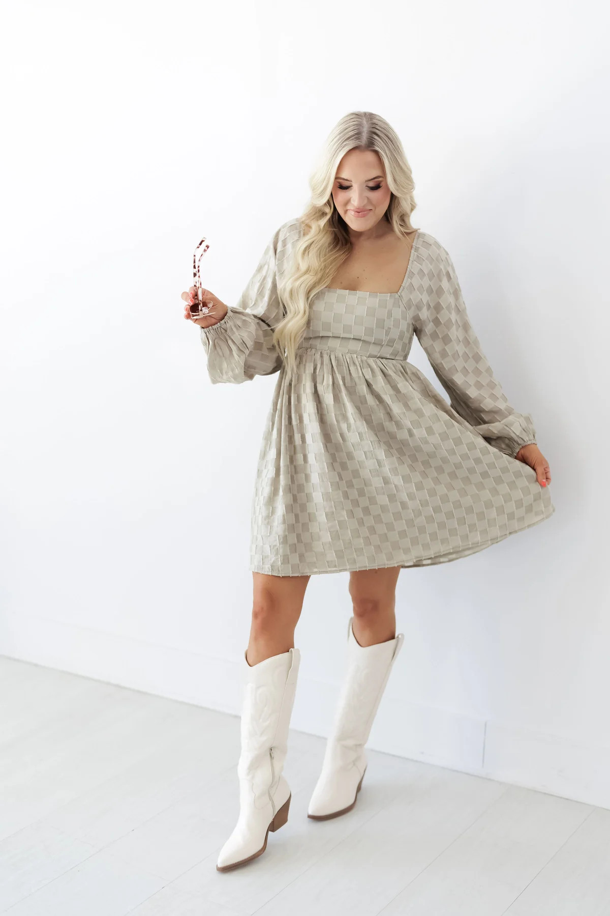 Hannah Mini Dress - Pale Olive | Landry Kate