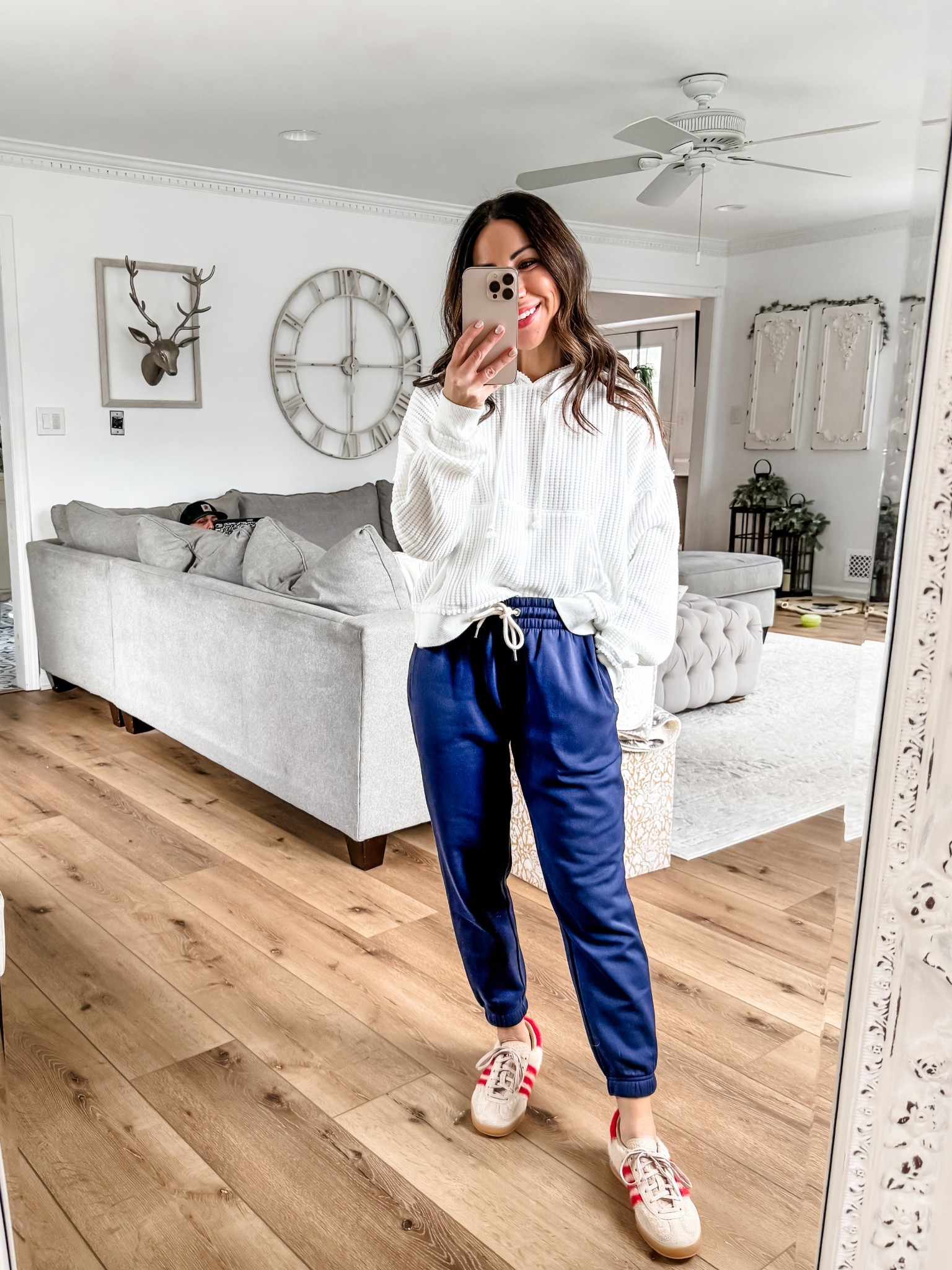 Small red vest, small hoodie, joggers small petite. Sneaker size down.





#LTKFindsUnder50 #LTKOver40 #LTKSaleAlert