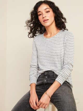 Cozy Plush-Knit Striped Long-Sleeve Tee for Women | Old Navy (US)