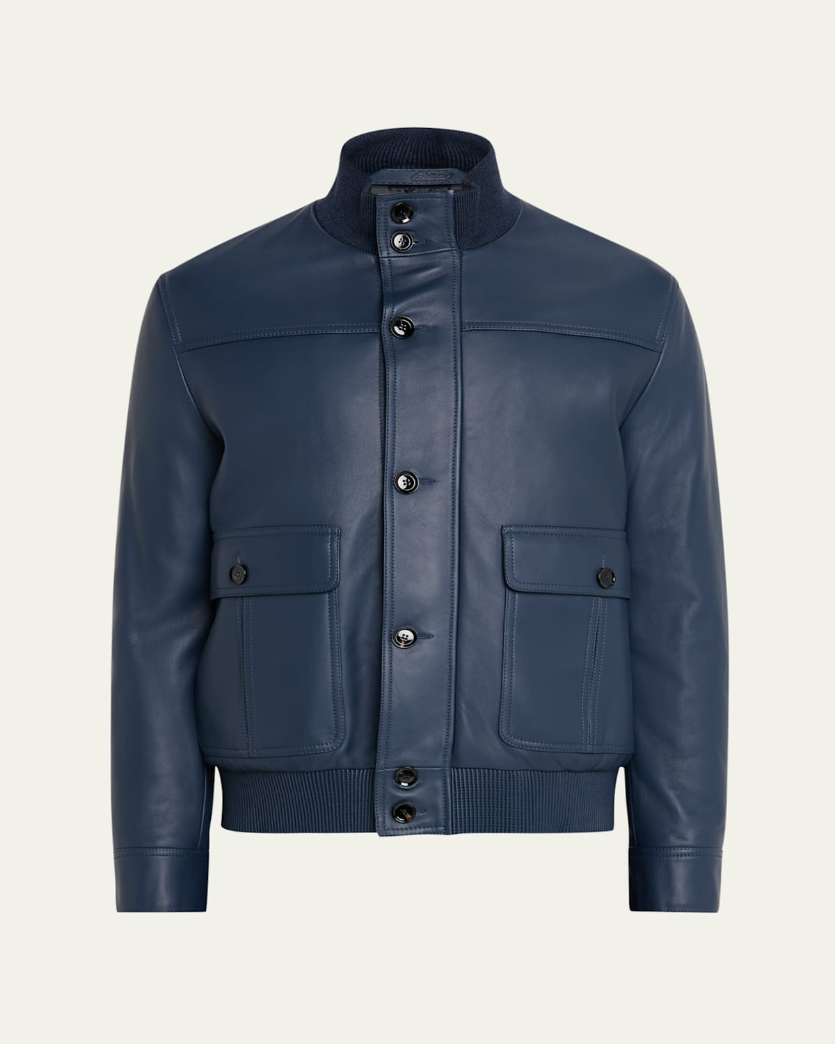 Men's Leather Button-Front Blouson | Bergdorf Goodman