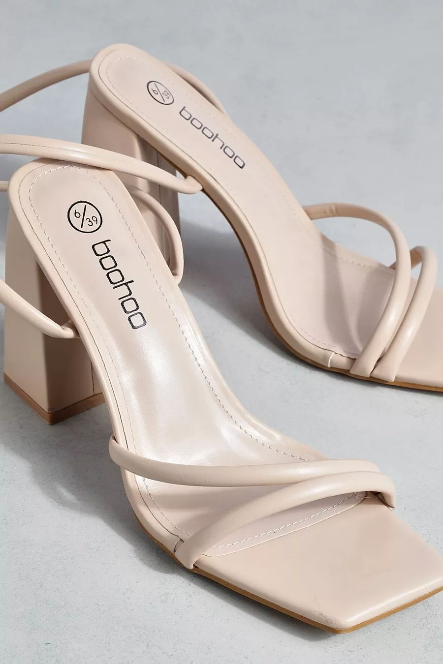 Block Heel Square Toe Strappy Heels | Boohoo.com (US & CA)