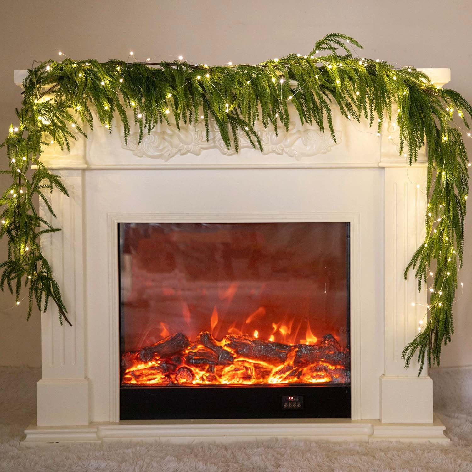 6FT Anna's Whimsy 2PCS Christmas Garland with Light, Real Touch Winter Pine Garland, Green Artifi... | Amazon (US)