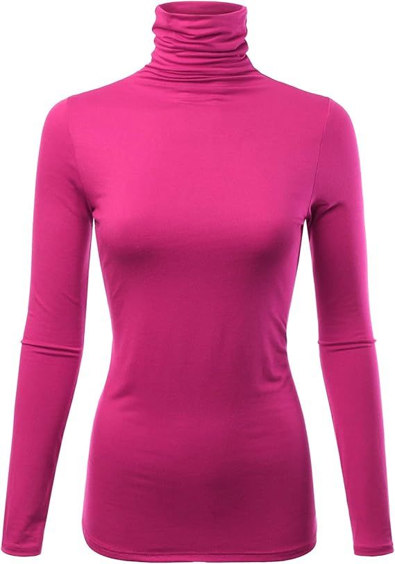 FASHIONOLIC Womens Long Sleeve Light Weight Turtleneck T-Shirts Top Sweater with/Without Covering... | Amazon (US)