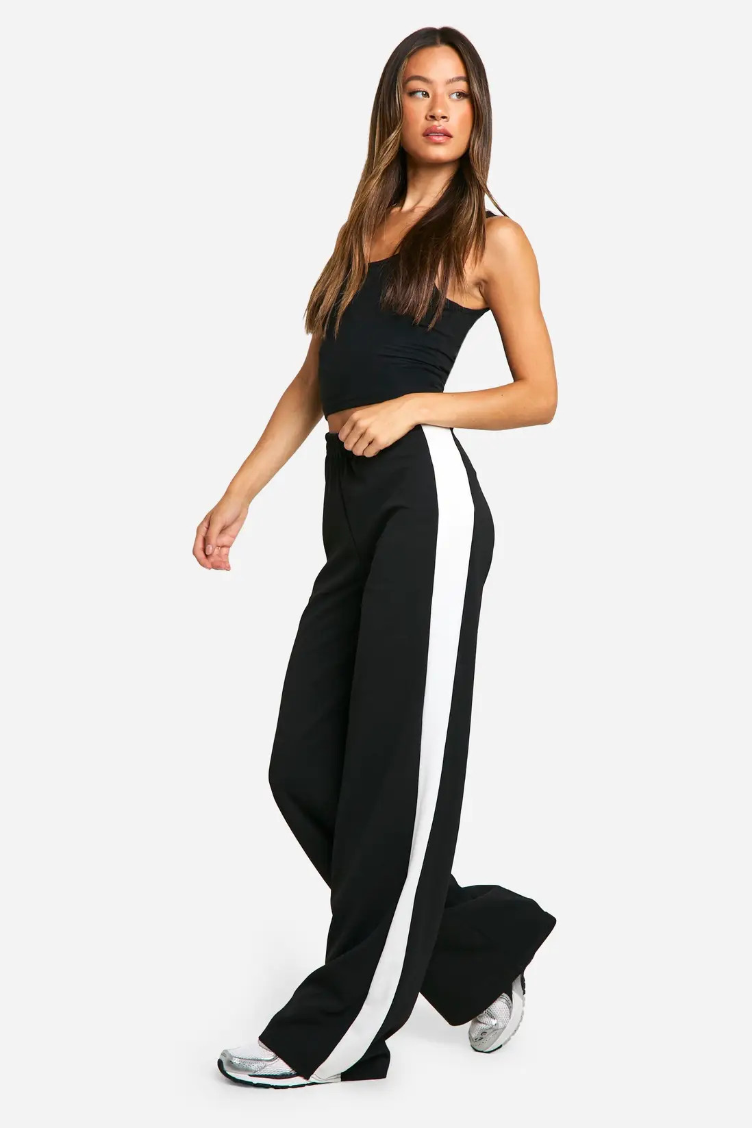 Tall Contrast Stripe Wide Leg Trouser | boohoo (US & Canada)