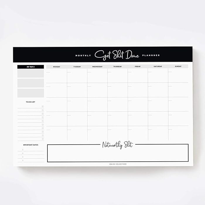 Bliss Collections Monthly Planning Pad, To Do List Notebook - Undated Tear-Off Sheets Notepad - W... | Amazon (US)