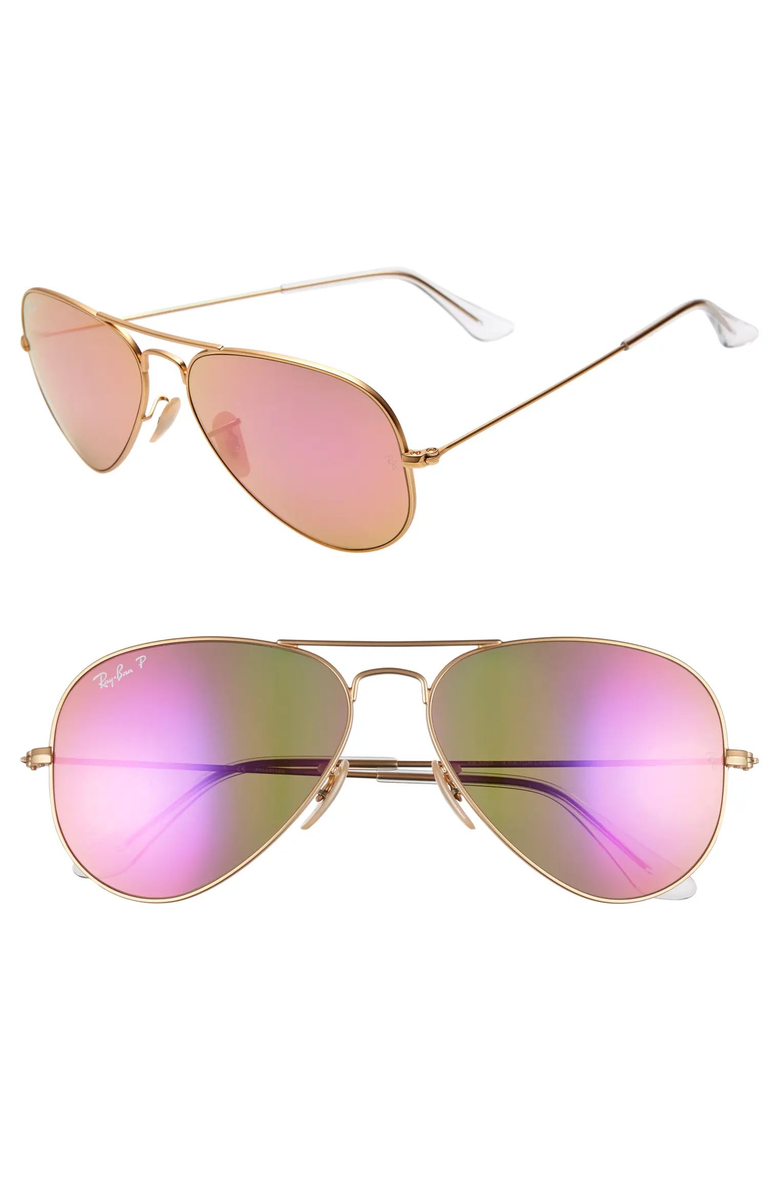 Standard Icons 58mm Mirrored Polarized Aviator Sunglasses | Nordstrom