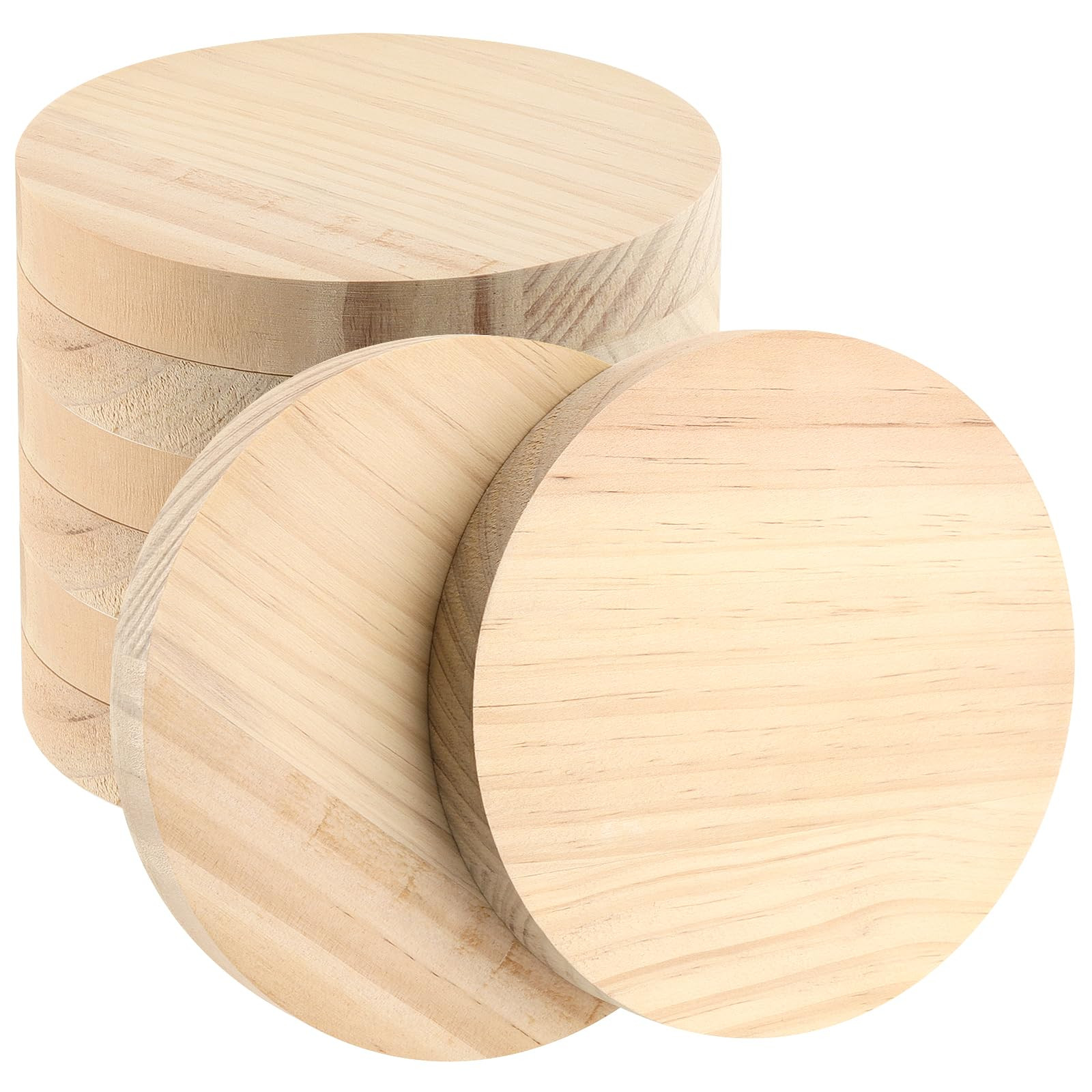8 Pack 6 Inch Wood Circle Disc, Plywood Discs Unfinished Wood Coasters, Round Wooden Plaques for ... | Amazon (US)