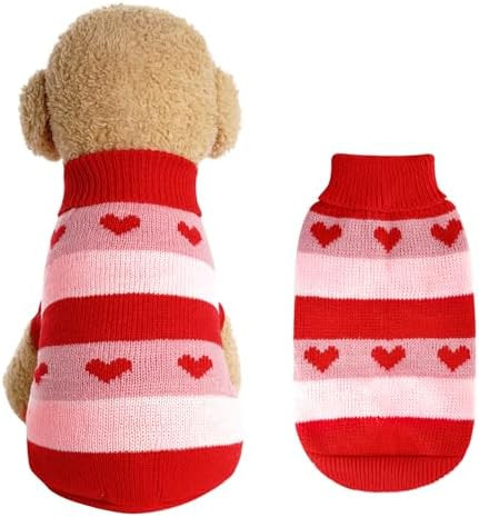 Rbenxia Dog Heart Knitted Sweater Warm Pet Dogs Clothes Winter Dog Outfits for Small Puppy Cat Pe... | Amazon (US)