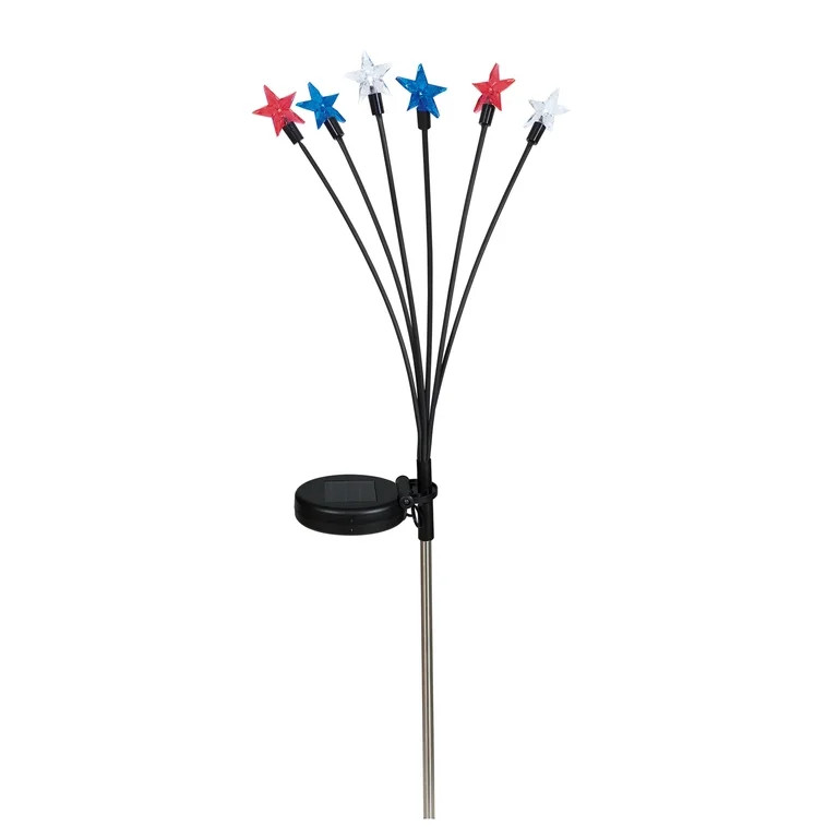 Outdoor Solar-Powered LED Stars Pathway Light, Red/Cool White/Blue, 24", Patriotic by Way To Cele... | Walmart (US)