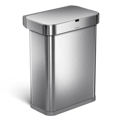 simplehuman 58L rectangular sensor can with voice and motion control, brushed stainless steel | Wayfair North America