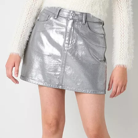 Arizona Womens Mid Rise A-Line Skirt-Juniors, 0, Gray | JCPenney