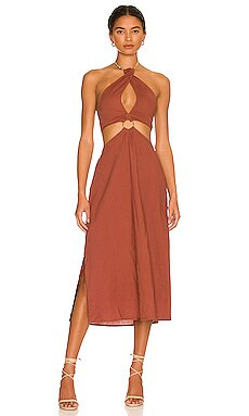 WeWoreWhat Shell Chain Halter Midi Dress in Cappuccino from Revolve.com | Revolve Clothing (Global)