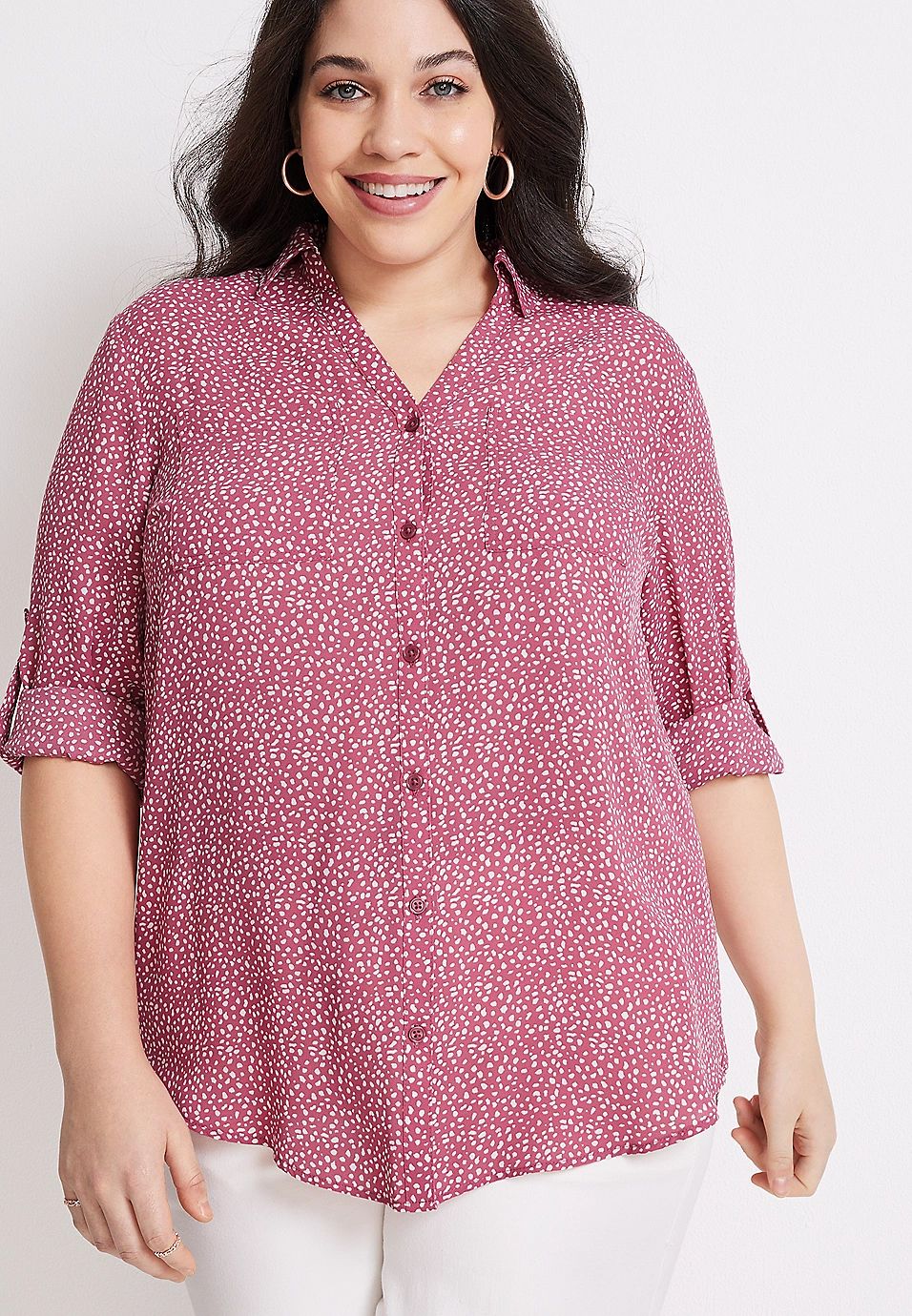 Plus Size Winona Button Down Blouse | Maurices