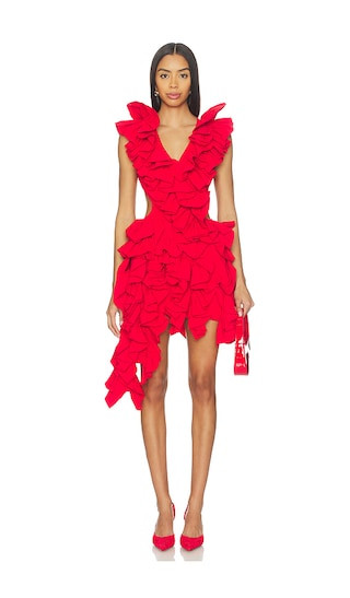 Olive Ruffle Dress in Red | Revolve Clothing (Global)