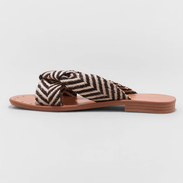 Women's Louise Chevron Print Knotted Slide Sandals - Universal Thread™ | Target