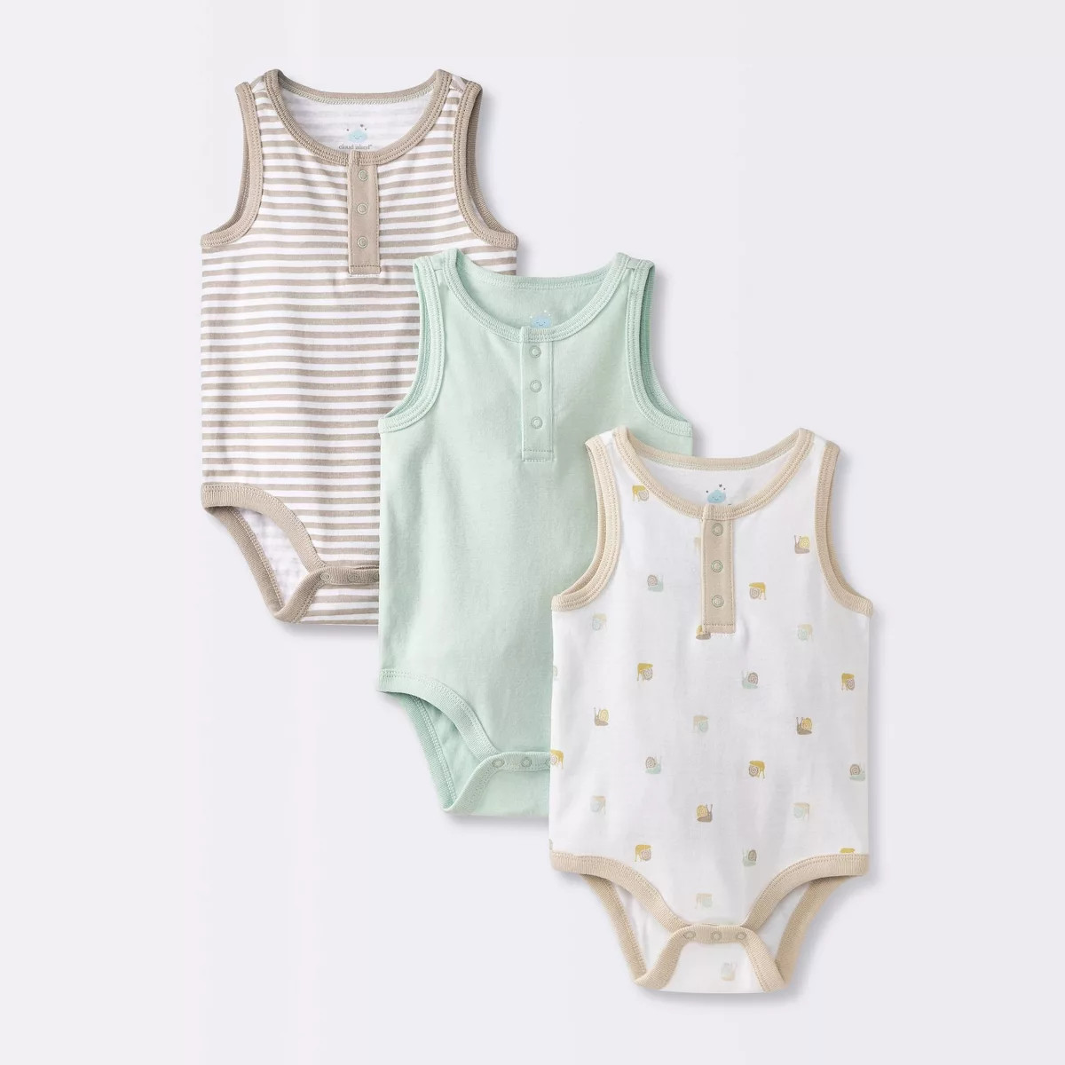 Baby 3pk Sleeveless Henley Bodysuit - Cloud Island™ Mint Green | Target