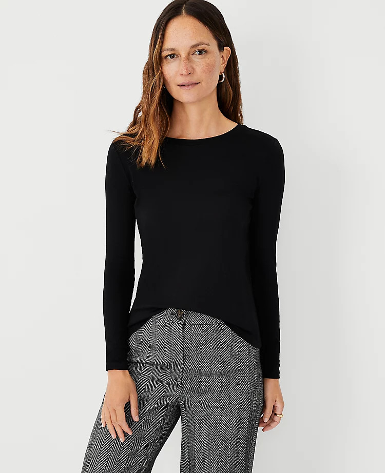 Long Sleeve Crew Neck Top | Ann Taylor (US)