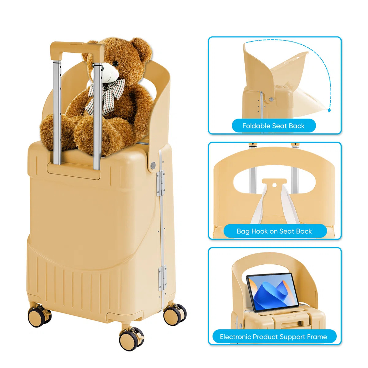 TABU 20" Carry-On Luggage With Foldable Seat，Hardshell Ride On Suitcase With 360° Lockable Spi... | Wayfair North America