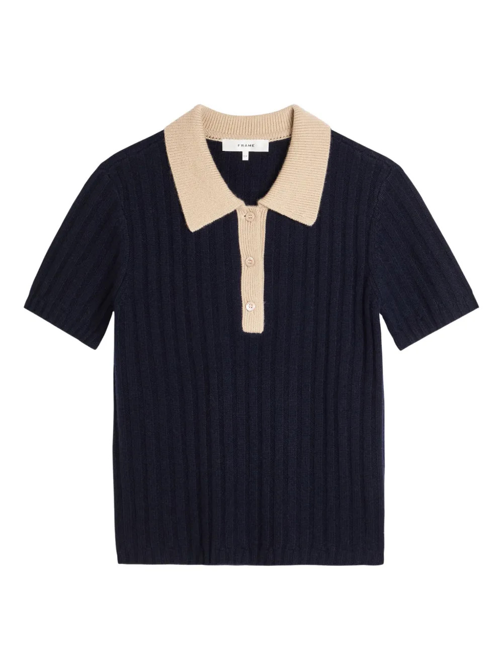 FRAME button ribbed polo top - Blue | Farfetch Global