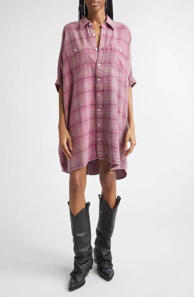 Plaid Oversize Boxy Cotton Flannel Shirtdress | Nordstrom