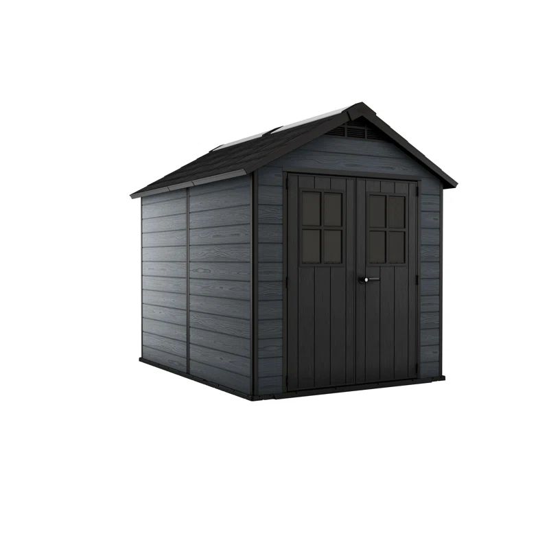 Keter Newton 7.5x9 ft. Resin Outdoor Storage Shed With Floor for Patio Furniture and Tools, Graph... | Wayfair North America
