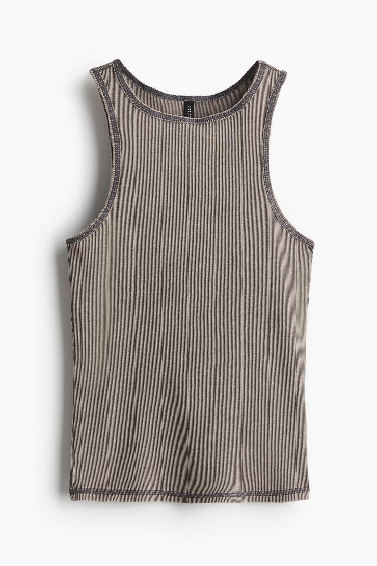Ribbed Tank Top - Dark gray/washed - Ladies | H&M US | H&M (US + CA)