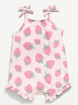 Printed Sleeveless Tie-Strap Romper for Baby | Old Navy (US)