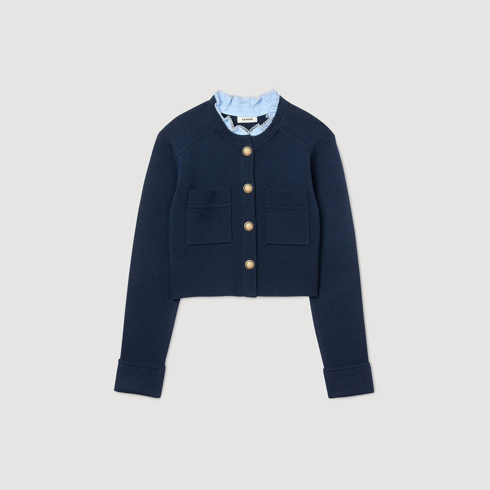 Cardigan with detachable ruffle collar | Sandro US | Sandro-Paris US
