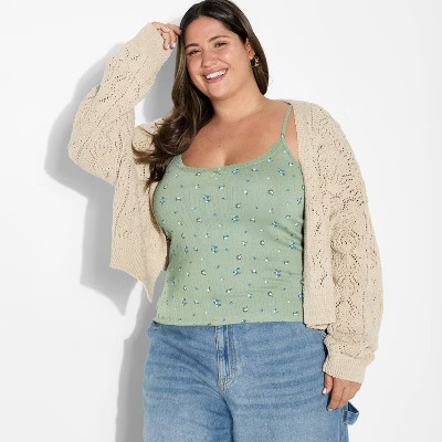 Women's Tank Top - Wild Fable™ Green Floral 1X | Target