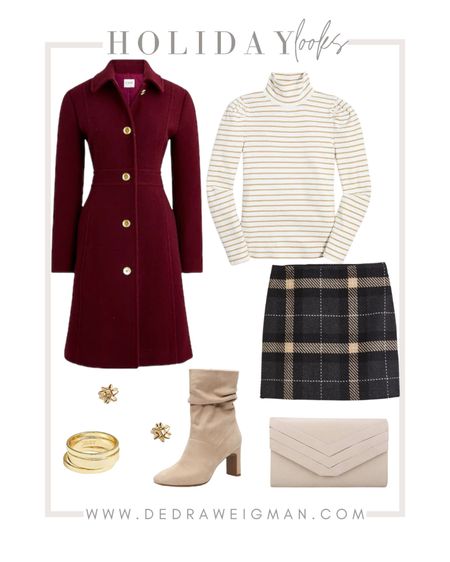 Holiday outfit inspiration! This plaid skirt and stripped turtle neck I am so digging! Perfect for Thanksgiving or Christmas! 

#christmasoutfit #thanksgivingoutfit #falloutfit #plaidskirt 

#LTKSeasonal #LTKstyletip #LTKHoliday