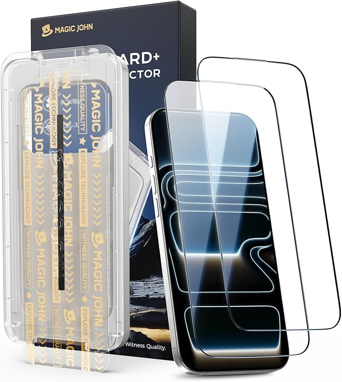 MAGIC JOHN 3rd Gen Upgraded for iPhone 17 Pro Screen Protector 6.3 Inch,HD Clear,Shatterproof Tem... | Amazon (US)