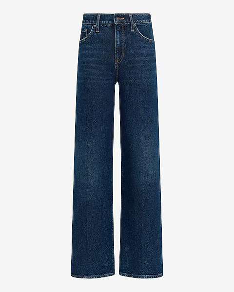High Waisted Dark Wash Wide Leg Jeans | Express