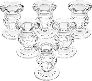 Glass Taper Candle Holders Set of 6 Clear Crystal Candle Holders for Candlesticks, Elegant Candle... | Amazon (US)