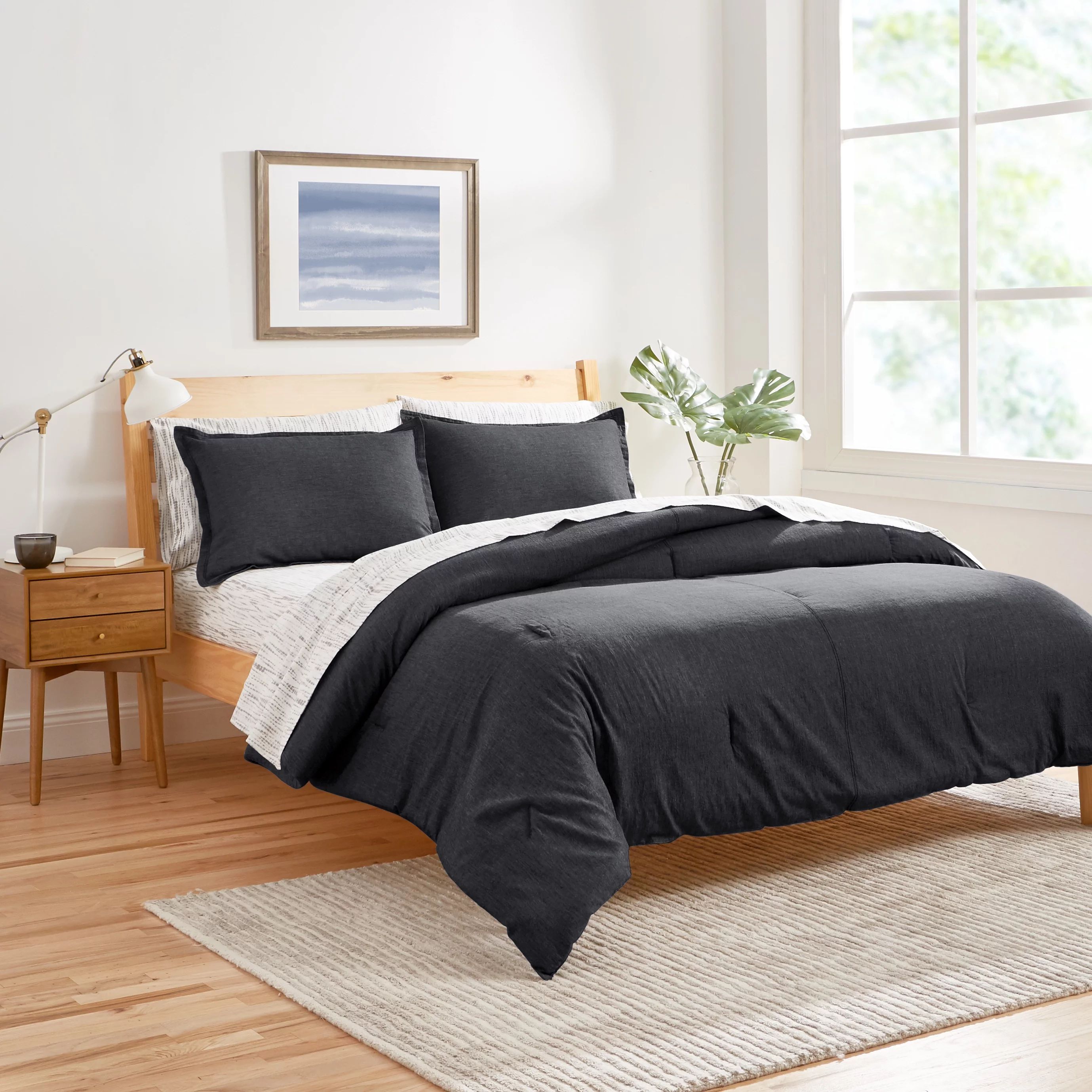 Gap Home Washed Denim Reversible Organic Cotton Comforter Set, Full/Queen, Black, 3-Pieces - Walm... | Walmart (US)