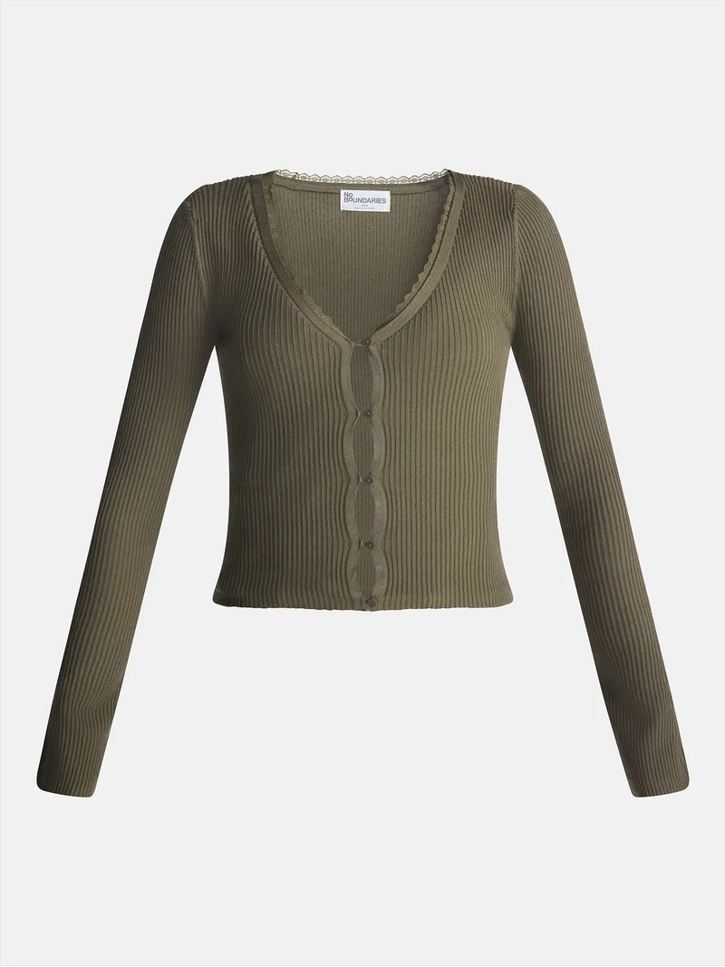 No Boundaries Lace Trim Cardigan, Women's XXS-XXL | Walmart (US)