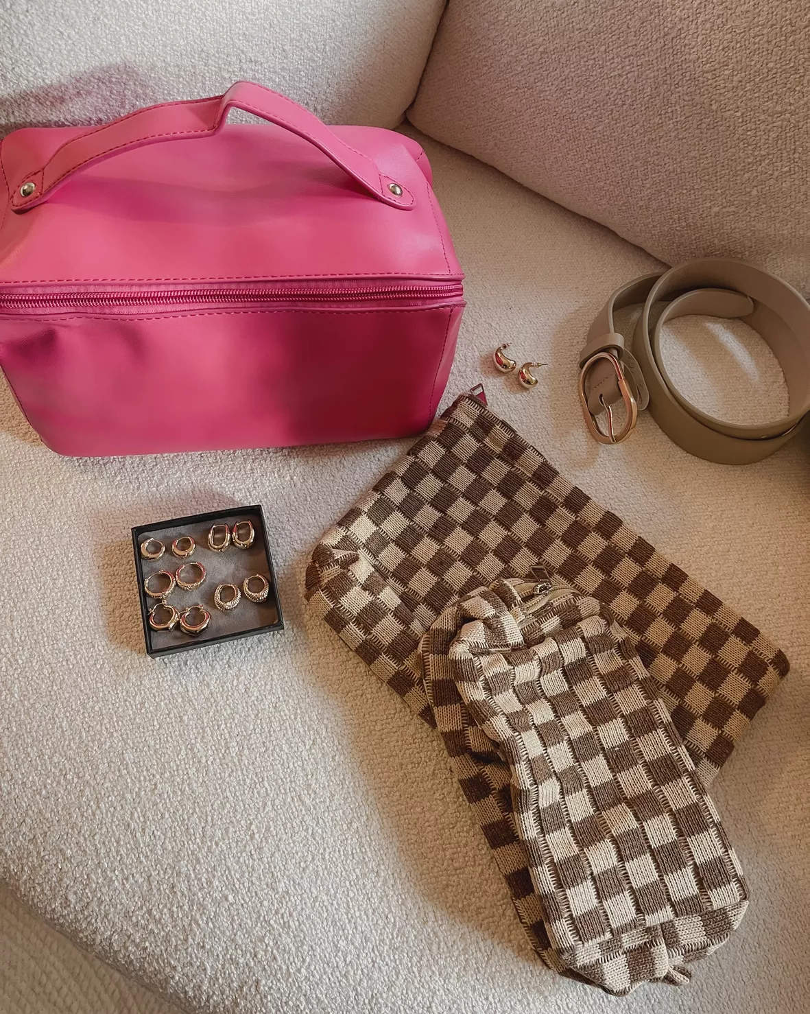  ZLFSRQ 2Pcs Checkered Makeup Bag for Women Large