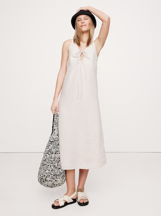 Linen Keyhole Midi Dress | Banana Republic (US)